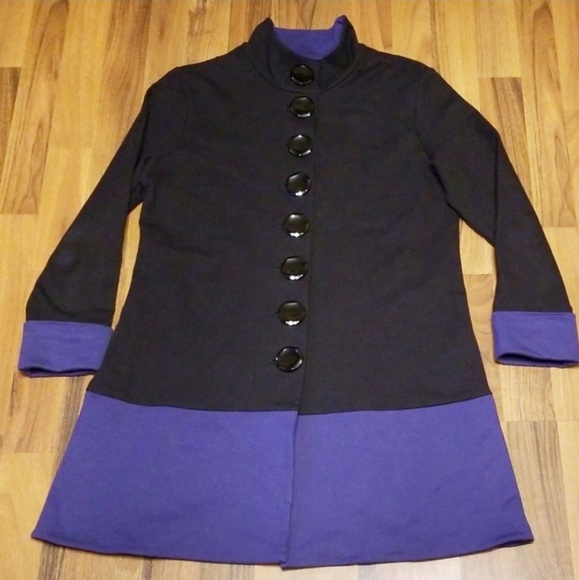 neon buddha Jackets & Blazers - Neon Buddha Black Purple Long Yoga Jacket